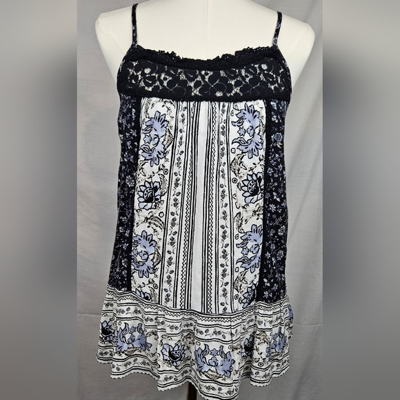 Knox Rose Women's Floral Print Spaghetti Srap Tank Sz M Cottagecore Hippie Boho - Picture 1 of 4